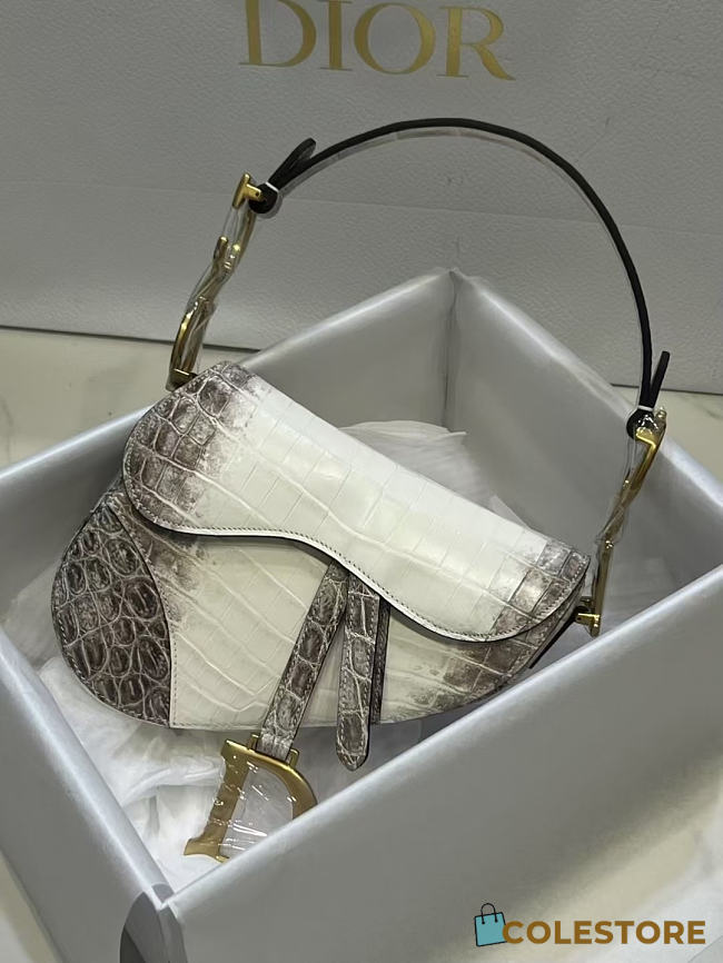 Colestore Christian Dior Niloticus Crocodile Himalaya Saddle Bag Latte  - 1