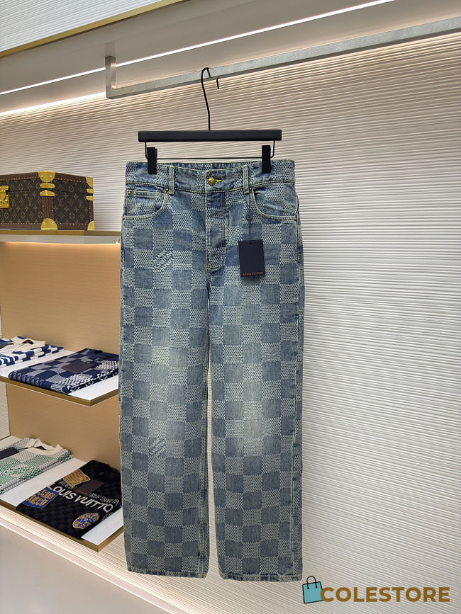 Colestore Louis Vuitton Jeans Jacquard weave pattern Indigo Blue - 1