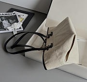 Colestore Chanel Small Shopping Bag   Canvas, Calfskin & Gold-Tone Metal  Ecru & Black  19 x 45 x 21cm - 6