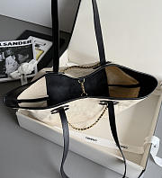 Colestore Chanel Small Shopping Bag   Canvas, Calfskin & Gold-Tone Metal  Ecru & Black  19 x 45 x 21cm - 3