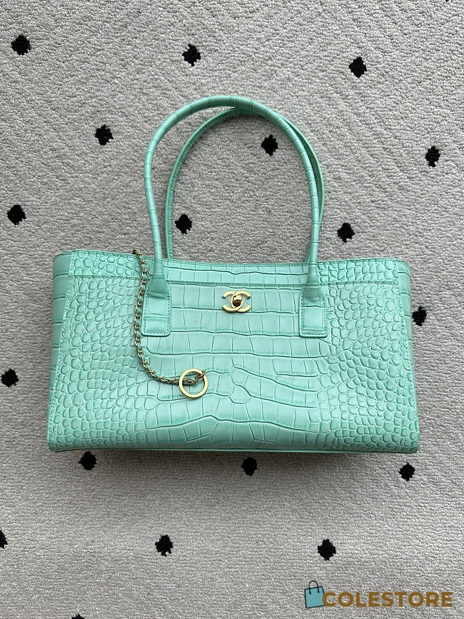 Colestore Chanel Small Shopping Bag   Crocodile Embossed Calfskin & Gold-Tone Metal  Green  20 x 39 x 13cm - 1