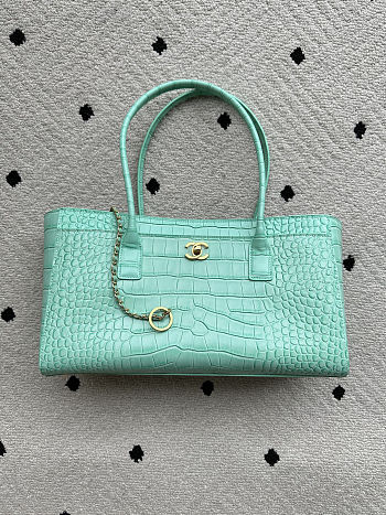 Colestore Chanel Small Shopping Bag   Crocodile Embossed Calfskin & Gold-Tone Metal  Green  20 x 39 x 13cm