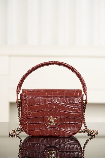 Colestore Chanel Clutch   Crocodile Embossed Calfskin & Gold-Tone Metal  Burgundy  16 x 26 x 2.5cm
