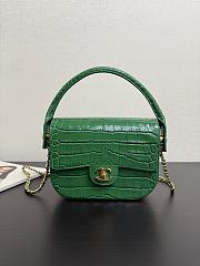 Colestore Chanel Mini Flap Bag with Top Handle   Crocodile Embossed Calfskin & Gold-Tone Metal  Green  14.5 x 19.5 x 5cm - 1