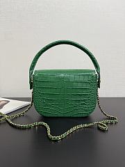 Colestore Chanel Mini Flap Bag with Top Handle   Crocodile Embossed Calfskin & Gold-Tone Metal  Green  14.5 x 19.5 x 5cm - 3