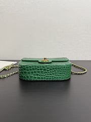 Colestore Chanel Mini Flap Bag with Top Handle   Crocodile Embossed Calfskin & Gold-Tone Metal  Green  14.5 x 19.5 x 5cm - 2