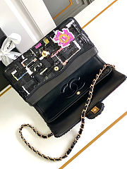 Colestore Chanel Classic 11.12 handbag Embroidered satin, sequins, glass pearls & ruthenium-finish metal, black, yellow & white 15.5×25.5×6.5cm - 4