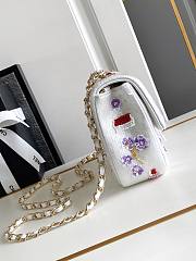 Colestore Chanel Mini Classic Handbag Embroidered Satin, Sequins, Glass Beads, Strass & Gold-Tone Metal White, Pink, Purple & Red 20cm - 3