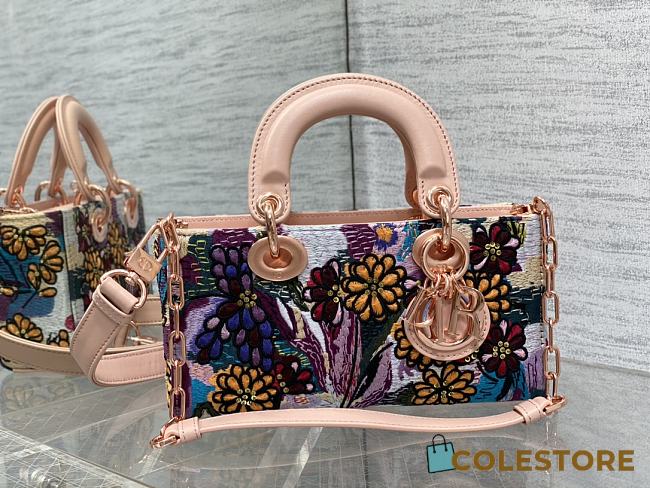 Colestore Dior Small Lady D-joy Bag Beige Multicolor Brocart Embroidery 22 x 11 x 6 cm - 1