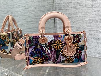 Colestore Dior Small Lady D-joy Bag Beige Multicolor Brocart Embroidery 22 x 11 x 6 cm