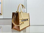Colestore Dior Raffia Calfskin Oblique Embroidered Medium Book Tote Beige Camel 36×16×27cm - 6