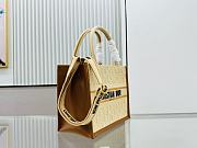 	 Colestore Dior Raffia Calfskin Oblique Embroidered Small Book Tote Beige Camel 26×12×21cm - 4