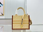 	 Colestore Dior Raffia Calfskin Oblique Embroidered Small Book Tote Beige Camel 26×12×21cm - 3