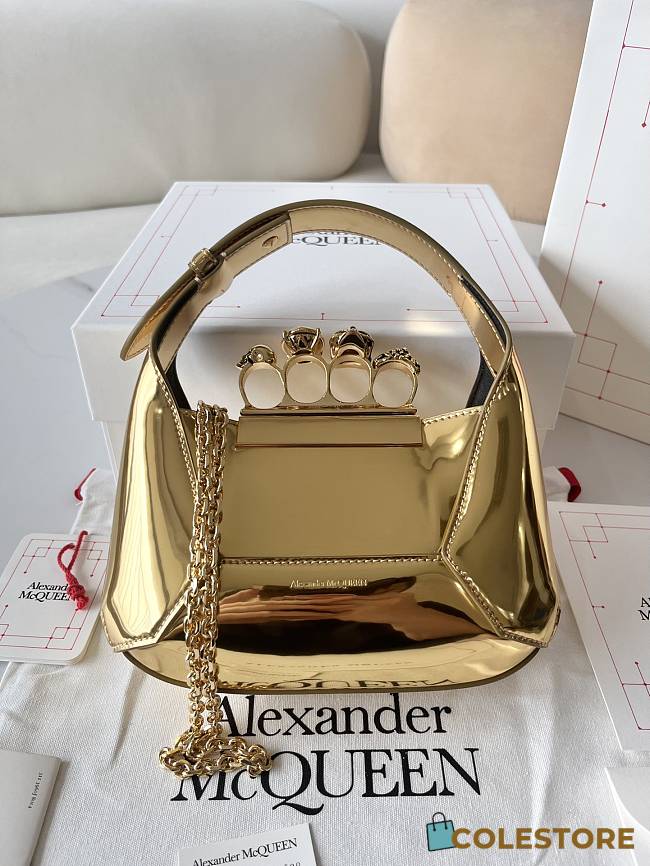 Colestore Alexander Mcqueen Mini Skull Four-Ring Metallic Shoulder Bag 20x12x8cm - 1
