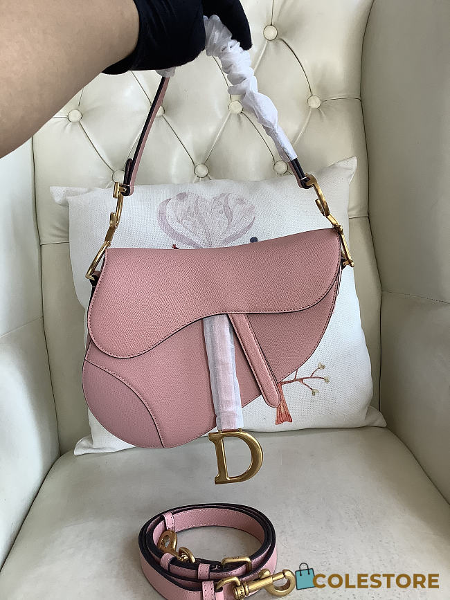 Colestore Dior Saddle Bag in Rose des Vents Grained Calfskin 25.5 × 20 × 6.5 cm - 1