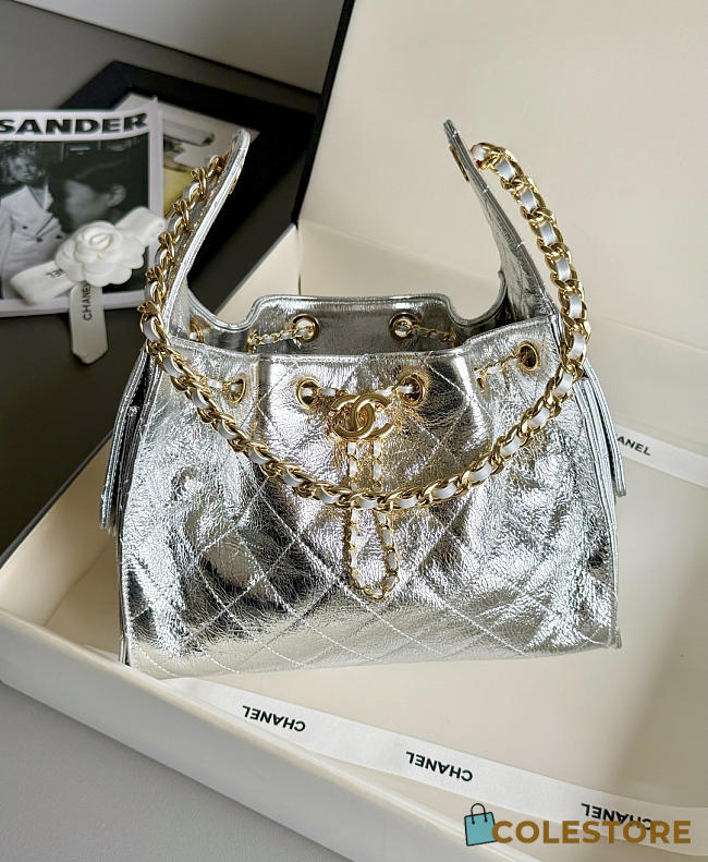 Colestore Chanel  25 Small Handbag   Metallic Calfskin & Gold-Tone Metal  Silvery 30x26x14cm - 1