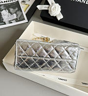	 Colestore Chanel 25 Mini Handbag Metallic Calfskin & Gold-Tone Metal Silvery 22x20x12cm - 4