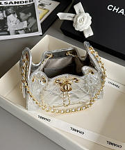 	 Colestore Chanel 25 Mini Handbag Metallic Calfskin & Gold-Tone Metal Silvery 22x20x12cm - 3