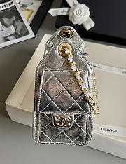 	 Colestore Chanel 25 Mini Handbag Metallic Calfskin & Gold-Tone Metal Silvery 22x20x12cm - 2
