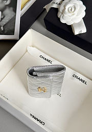 Colestore Chanel Flap Card Holder, grained shiny calfskin & gold-tone metal,Silvery 11x2x8cm - 5