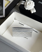 Colestore Chanel Classic Card Holder   Grained Calfskin & Gold-Tone Metal Silvery 11x0.5x8cm - 4