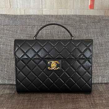 Colestore Chanel Caviar Quilted Briefcase Laptop Bag Black 36.5x4x26.5cm