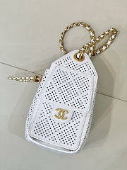 Colestore Chanel 25 Mini Handbag   Perforated Calfskin & Gold-Tone Metal  White  20 x 22 x 12.5cm - 6