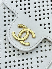 Colestore Chanel 25 Mini Handbag   Perforated Calfskin & Gold-Tone Metal  White  20 x 22 x 12.5cm - 5