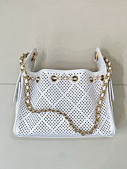 Colestore Chanel 25 Mini Handbag   Perforated Calfskin & Gold-Tone Metal  White  20 x 22 x 12.5cm - 3