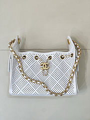 Colestore Chanel 25 Mini Handbag   Perforated Calfskin & Gold-Tone Metal  White  20 x 22 x 12.5cm - 2