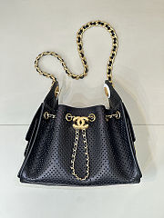 Colestore Chanel 25 Mini Handbag   Perforated Calfskin & Gold-Tone Metal  Black  20 x 22 x 12.5cm - 1