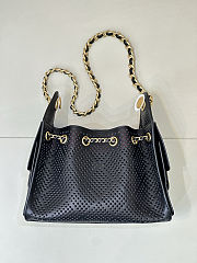 Colestore Chanel 25 Mini Handbag   Perforated Calfskin & Gold-Tone Metal  Black  20 x 22 x 12.5cm - 6