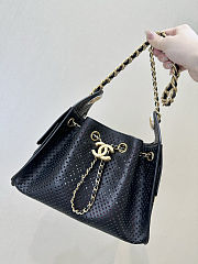 Colestore Chanel 25 Mini Handbag   Perforated Calfskin & Gold-Tone Metal  Black  20 x 22 x 12.5cm - 5