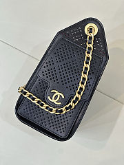 Colestore Chanel 25 Mini Handbag   Perforated Calfskin & Gold-Tone Metal  Black  20 x 22 x 12.5cm - 3