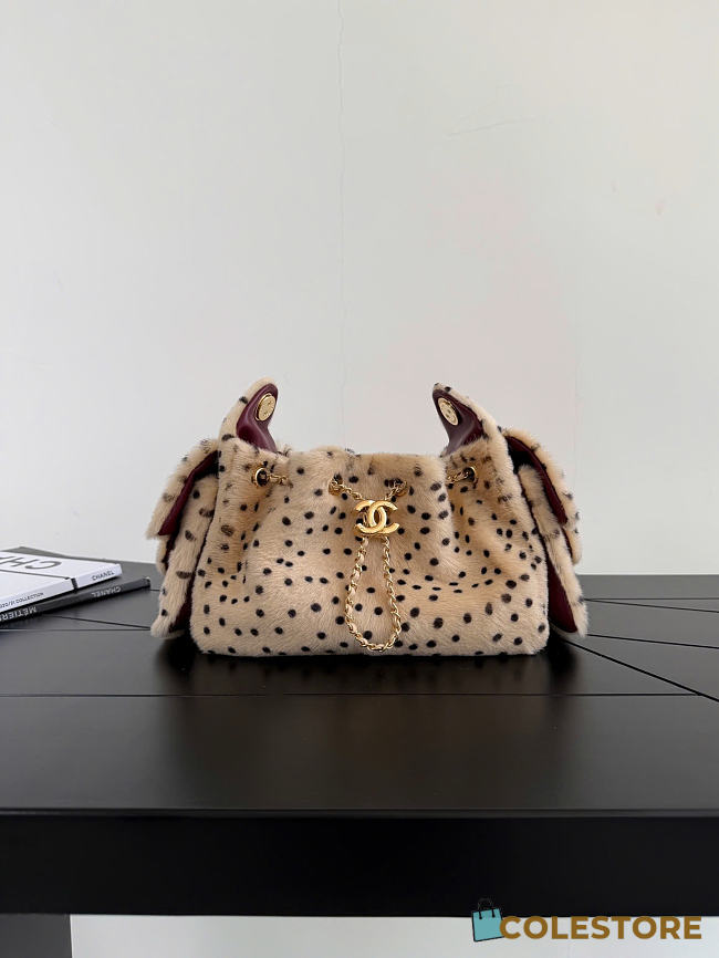 Colestore Chanel 25 Mini Handbag   Lambskin & Gold-Tone Metal  Light Beige & Black  20 x 22 x 12.5cm - 1