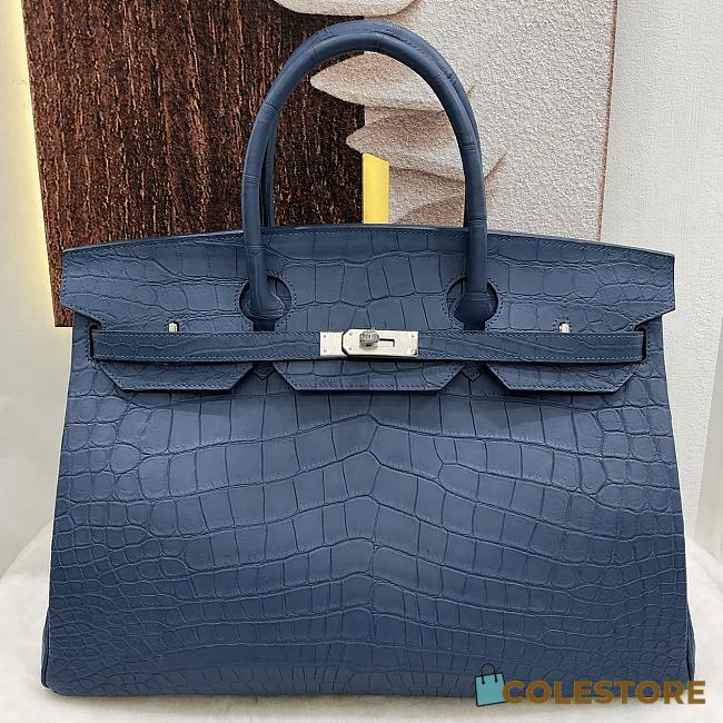 Colestore Hermes Dark Navy Blue Matte Alligator Birkin 40 Palladium Hardware 40 x 30 x 21 cm - 1