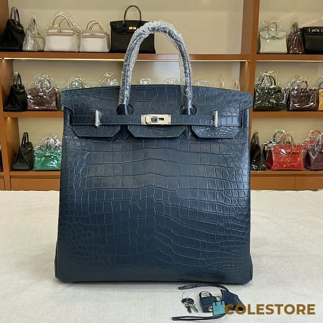 Colestore Hermes Dark Navy Blue Matte Alligator HAC40 Palladium Hardware 40 x 40 x 23 cm - 1