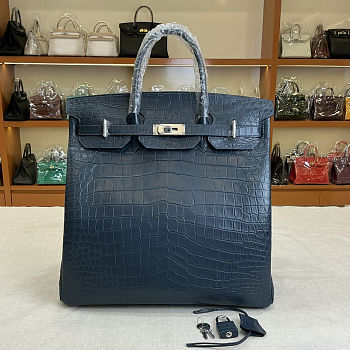 Colestore Hermes Dark Navy Blue Matte Alligator HAC40 Palladium Hardware 40 x 40 x 23 cm