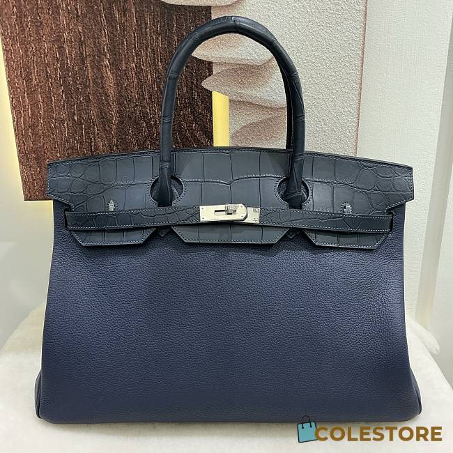 Colestore Hermes Birkin 40 Touch Dark Navy Blue Matte Togo Alligator Palladium Hardware  - 1