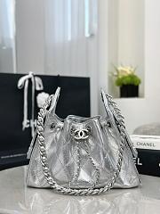 Colestore Chanel 25 Mini Handbag, Metallic Grained Calfskin & Silver-Tone Metal Silvery  20 x 22 x 12.5cm - 1