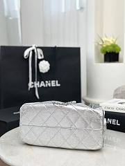Colestore Chanel 25 Mini Handbag, Metallic Grained Calfskin & Silver-Tone Metal Silvery  20 x 22 x 12.5cm - 4