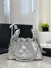 Colestore Chanel 25 Mini Handbag, Metallic Grained Calfskin & Silver-Tone Metal Silvery  20 x 22 x 12.5cm - 3