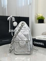 Colestore Chanel 25 Mini Handbag, Metallic Grained Calfskin & Silver-Tone Metal Silvery  20 x 22 x 12.5cm - 2