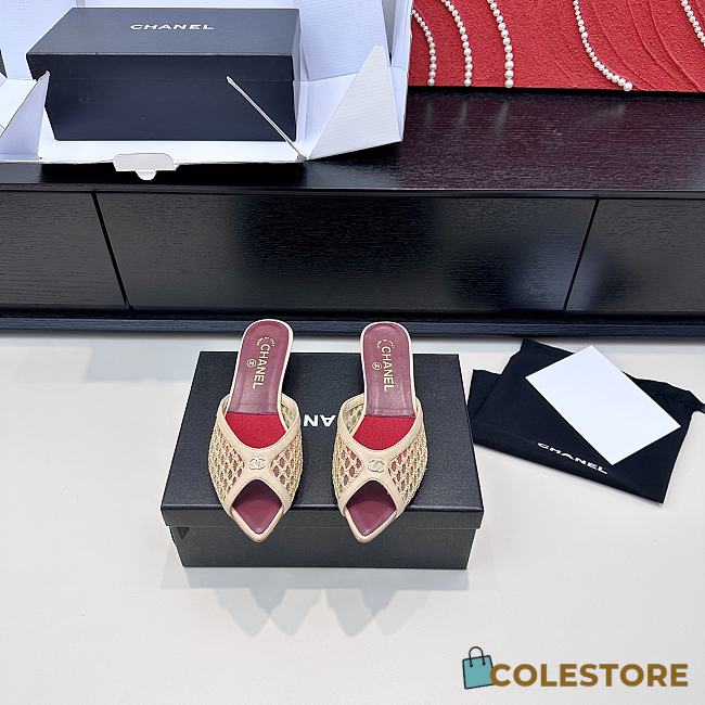 Colestore Chanel Coco Beach 2026 collection   Mules   Mixed Fibers, Cotton & Lambskin  Light Beige - 1