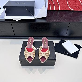 Colestore Chanel Coco Beach 2026 collection   Mules   Mixed Fibers, Cotton & Lambskin  Light Beige