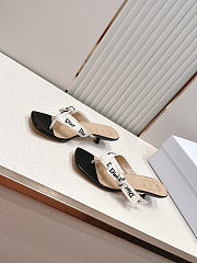 Colestore Dior J'Adior Heeled Thong Sandal White Embroidered Cotton and Black Lambskin  - 3