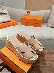 Colestore Hermes Eze 30 sandal in suede goatskin Beige - 1