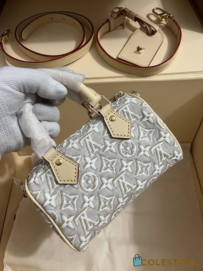 Colestore  Louis Vuitton Nano Speedy Monogram Emblème Peuplier Jacquard textile 16 x 10 x 7.5 cm - 1