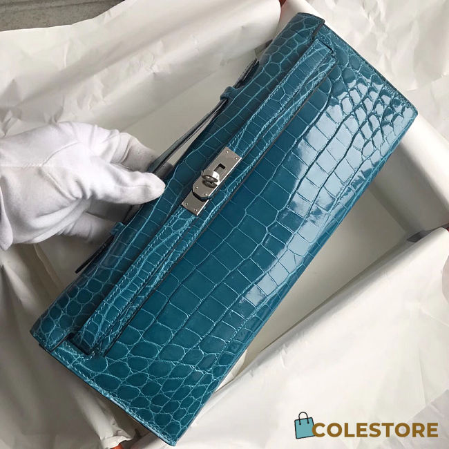 Colestore Hermes Kelly Cut Colvert Shiny Niloticus Crocodile Palladium hardware 31cm  - 1