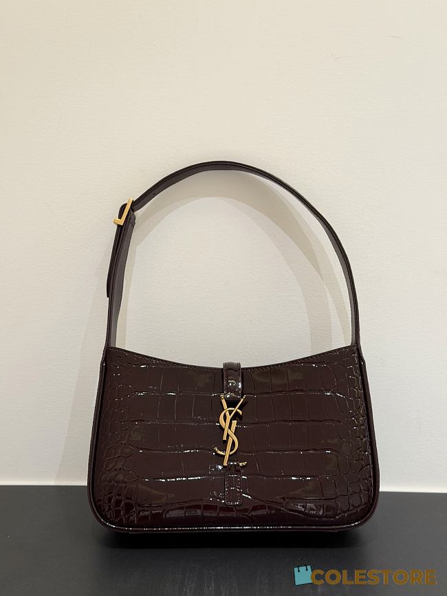 Colestore  YSL Saint Laurent LE 5 À 7 in crocodile-embossed patent leather in Brown 24.5x16x6cm - 1